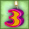 Lucky Number 3 Candle
